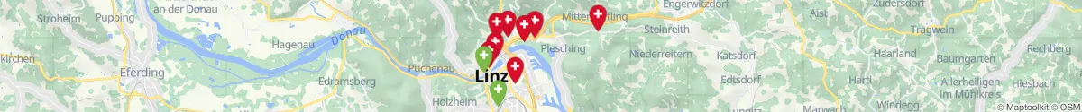 Kartenansicht für Apotheken-Notdienste in der Nähe von Dornach-Auhof (Linz  (Stadt), Oberösterreich)